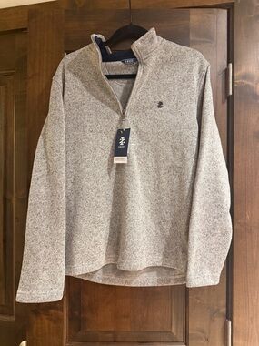 IZOD Men's THERMASOFT SWEATER FLEECE 1/4 ZIP - LT GREY HTHR